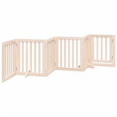 vidaXL Dog Gate with Door Foldable 6 Panels 300 cm Poplar Wood 6