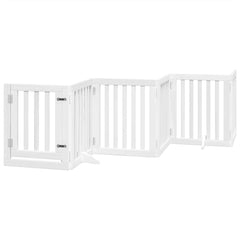 vidaXL Dog Gate with Door Foldable 6 Panels White 300 cm Poplar Wood 2