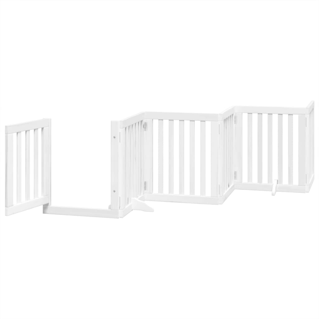 vidaXL Dog Gate with Door Foldable 6 Panels White 300 cm Poplar Wood 4