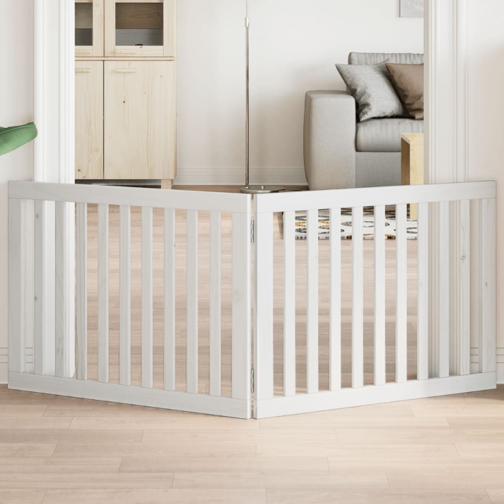 vidaXL Dog Gate Foldable 2 Panels White 160 cm Poplar Wood 1