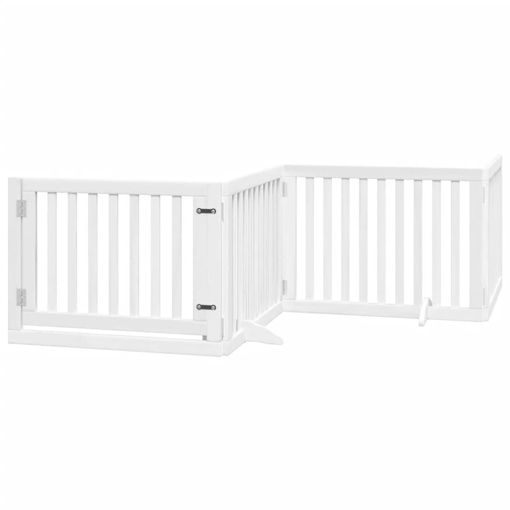 vidaXL Dog Gate with Door Foldable 4 Panels White 320 cm Poplar Wood 2