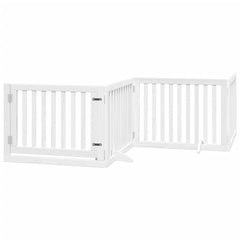 vidaXL Dog Gate with Door Foldable 4 Panels White 320 cm Poplar Wood 2