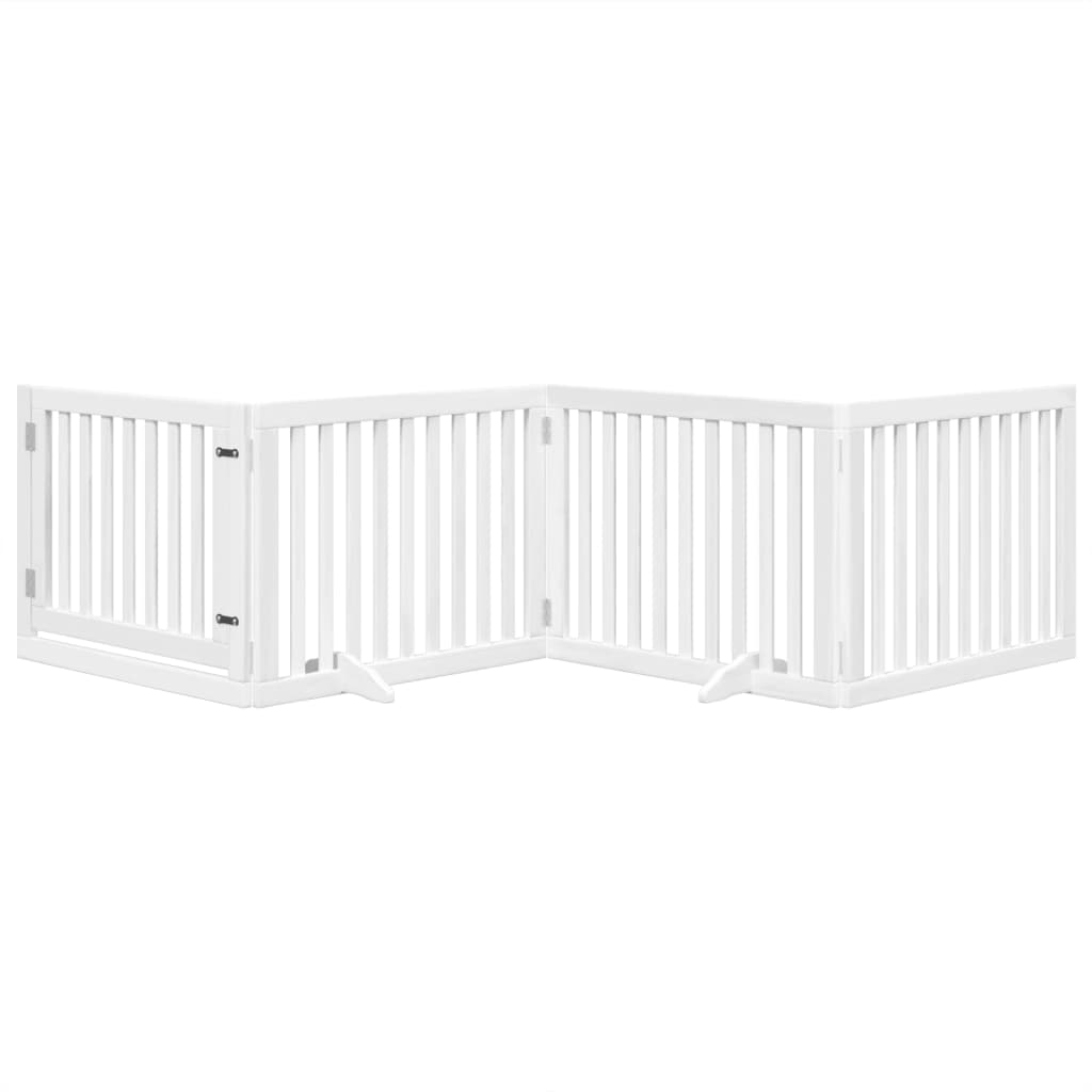 vidaXL Dog Gate with Door Foldable 4 Panels White 320 cm Poplar Wood 3