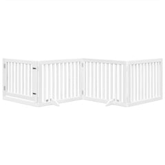 vidaXL Dog Gate with Door Foldable 4 Panels White 320 cm Poplar Wood 3