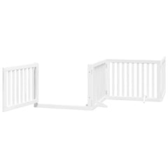 vidaXL Dog Gate with Door Foldable 4 Panels White 320 cm Poplar Wood 4