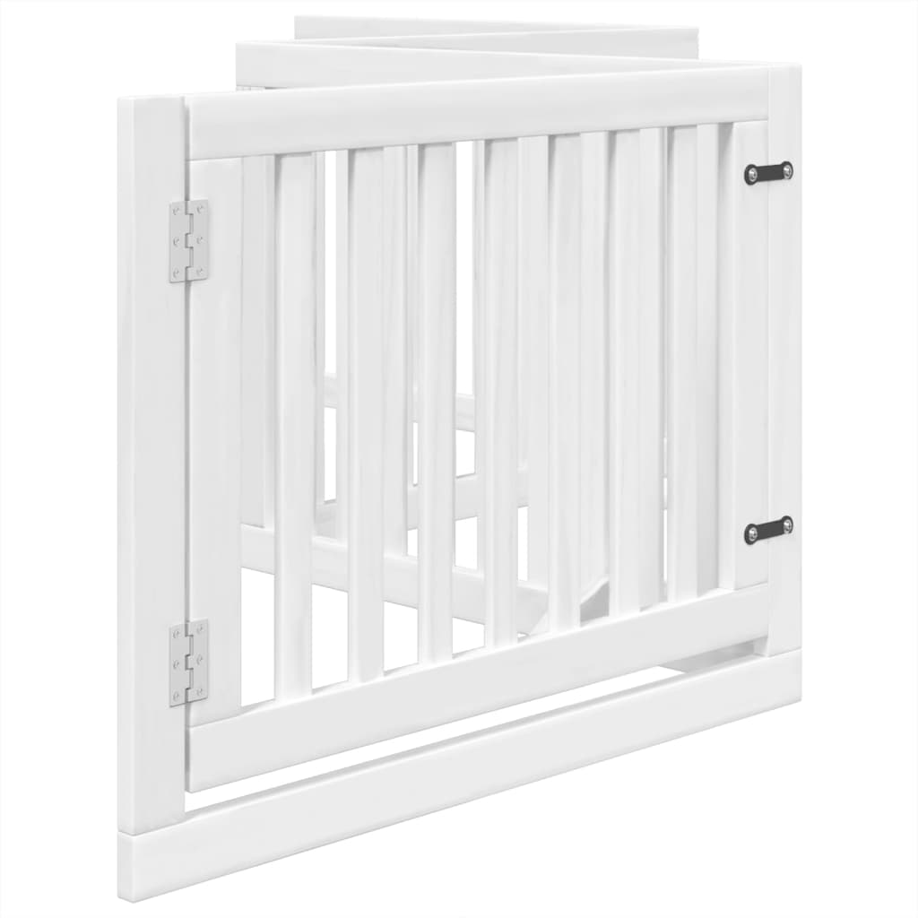 vidaXL Dog Gate with Door Foldable 4 Panels White 320 cm Poplar Wood 5