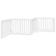 vidaXL Dog Gate with Door Foldable 4 Panels White 320 cm Poplar Wood 6