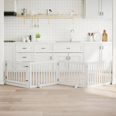 vidaXL Dog Gate with Door Foldable 4 Panels White 320 cm Poplar Wood 1