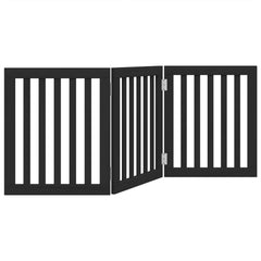 vidaXL Dog Gate Foldable 3 Panels Black 150 cm Poplar Wood 2