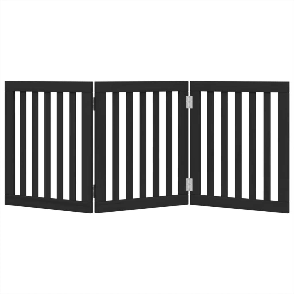 vidaXL Dog Gate Foldable 3 Panels Black 150 cm Poplar Wood 4