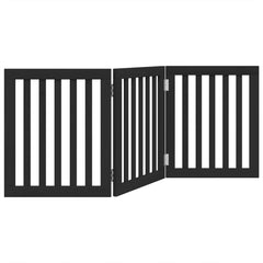 vidaXL Dog Gate Foldable 3 Panels Black 150 cm Poplar Wood 6