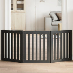 vidaXL Dog Gate Foldable 3 Panels Black 150 cm Poplar Wood 1