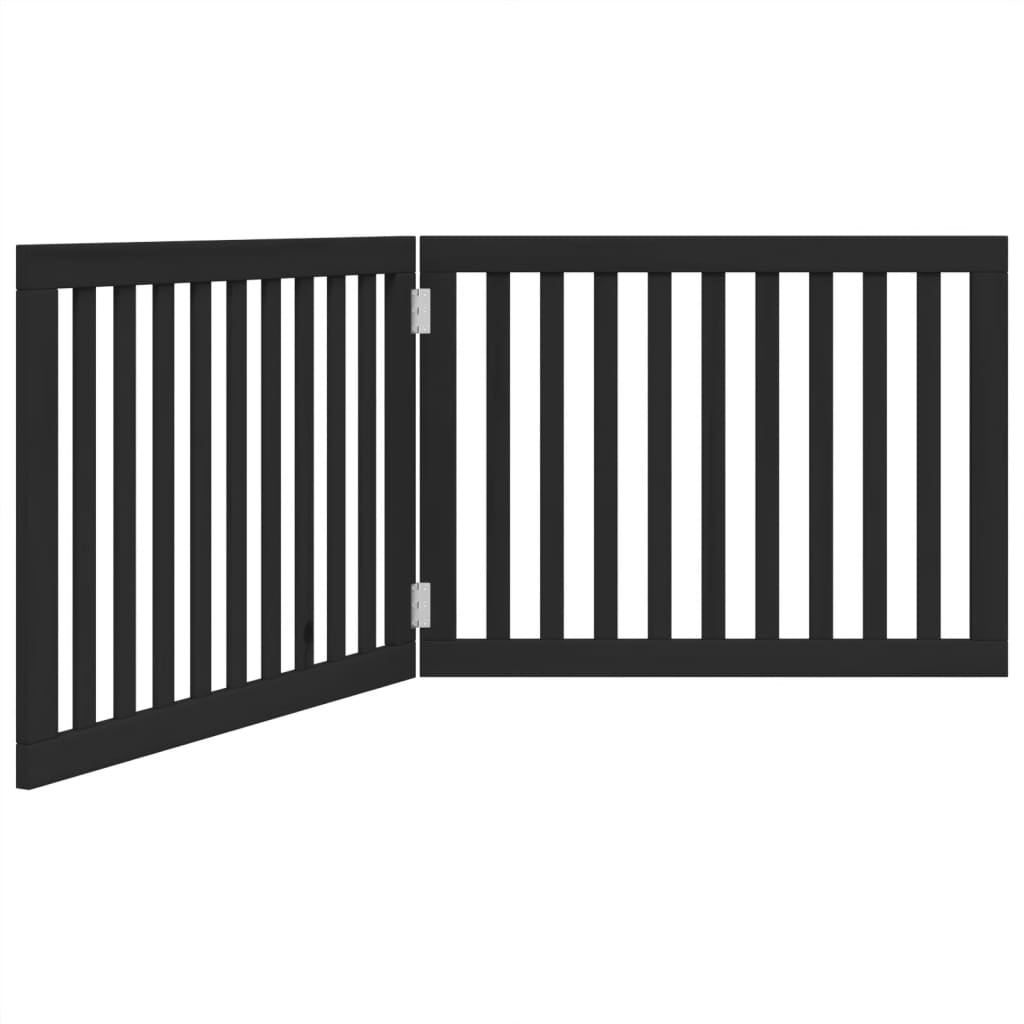 vidaXL Dog Gate Foldable 2 Panels Black 160 cm Poplar Wood 2