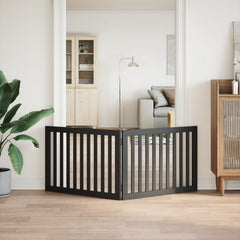 vidaXL Dog Gate Foldable 2 Panels Black 160 cm Poplar Wood 3