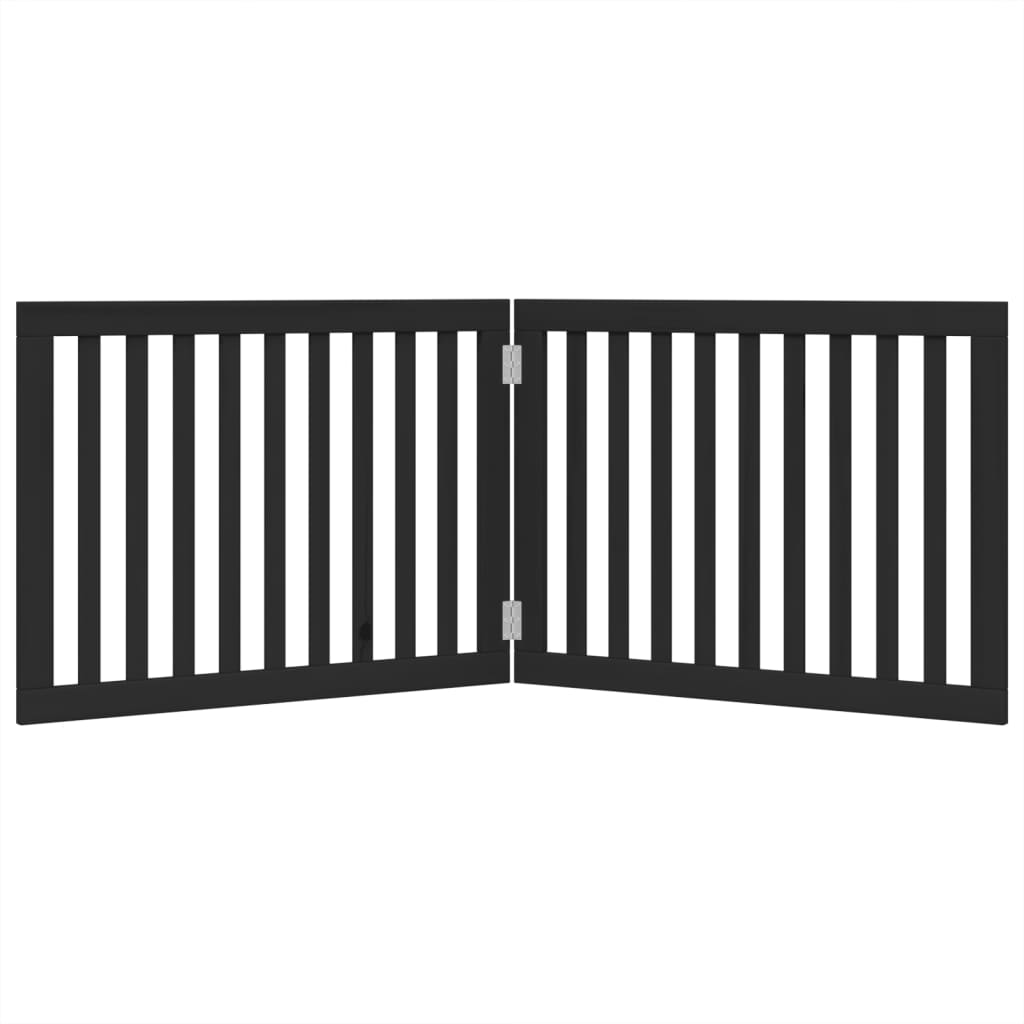 vidaXL Dog Gate Foldable 2 Panels Black 160 cm Poplar Wood 4