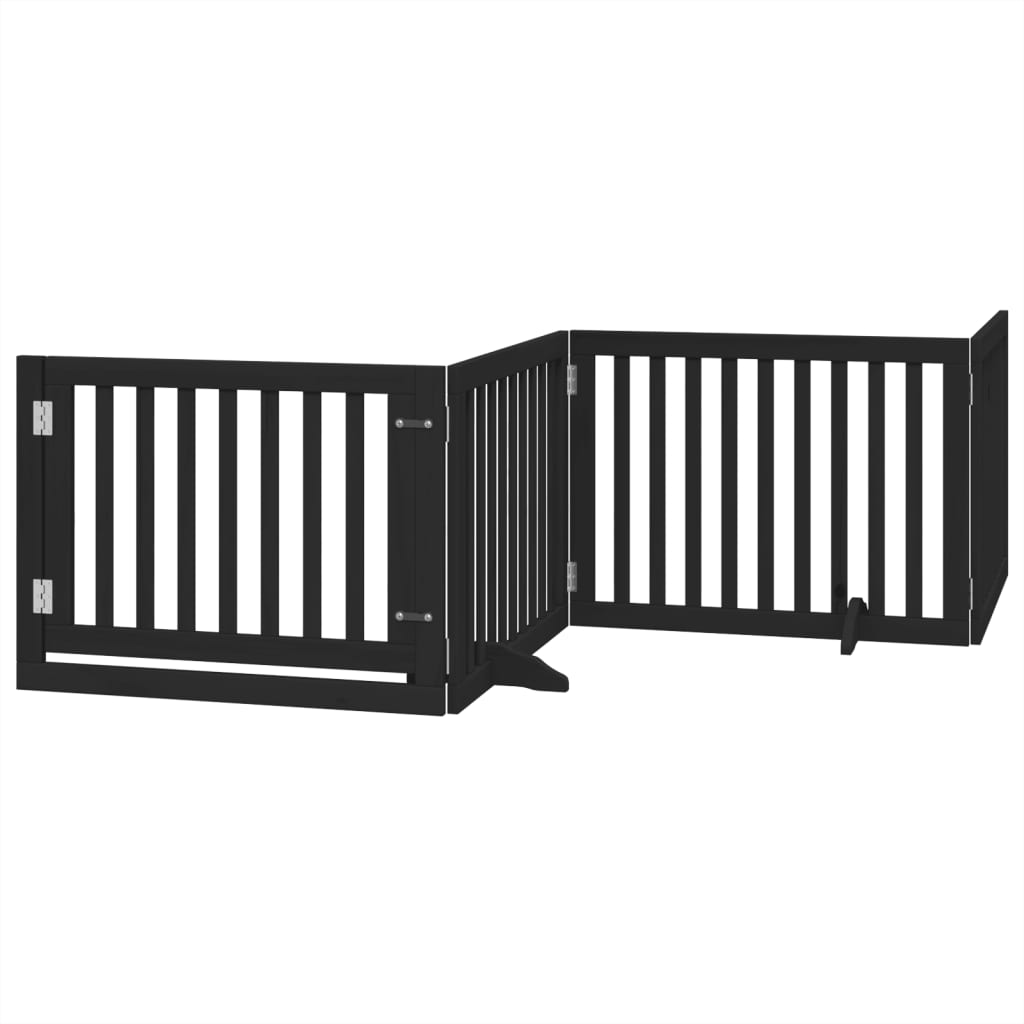vidaXL Dog Gate with Door Foldable 4 Panels Black 320 cm Poplar Wood 2