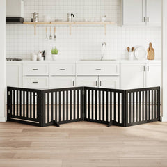 vidaXL Dog Gate with Door Foldable 4 Panels Black 320 cm Poplar Wood 1