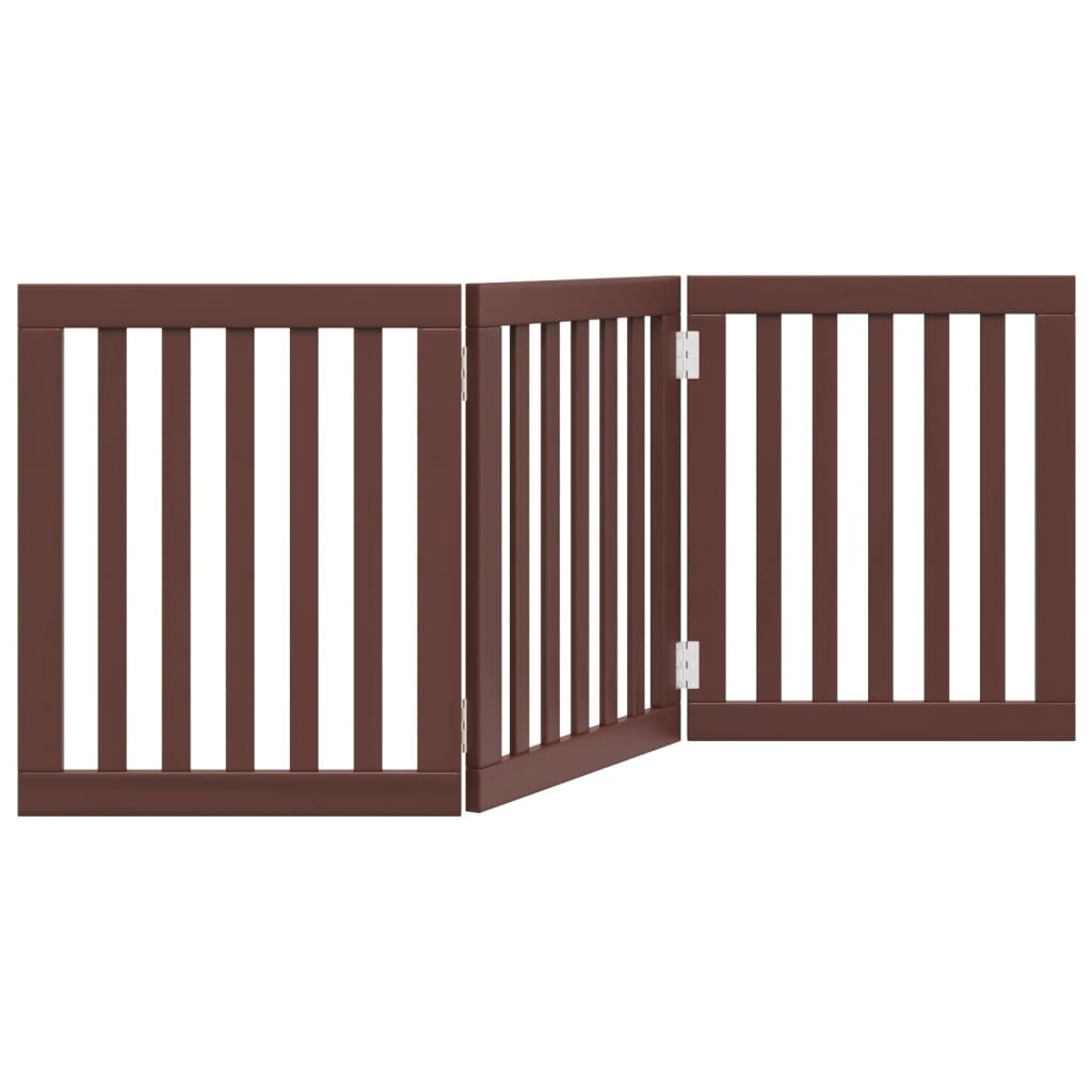 vidaXL Dog Gate Foldable 3 Panels Brown 150 cm Poplar Wood 2