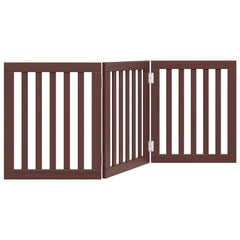 vidaXL Dog Gate Foldable 3 Panels Brown 150 cm Poplar Wood 2