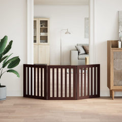vidaXL Dog Gate Foldable 3 Panels Brown 150 cm Poplar Wood 3