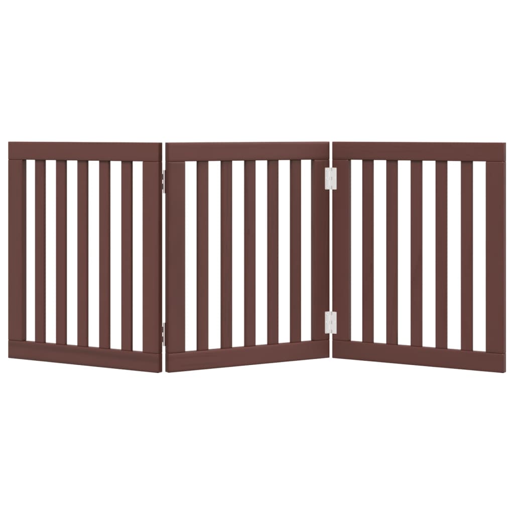 vidaXL Dog Gate Foldable 3 Panels Brown 150 cm Poplar Wood 4