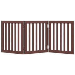 vidaXL Dog Gate Foldable 3 Panels Brown 150 cm Poplar Wood 4