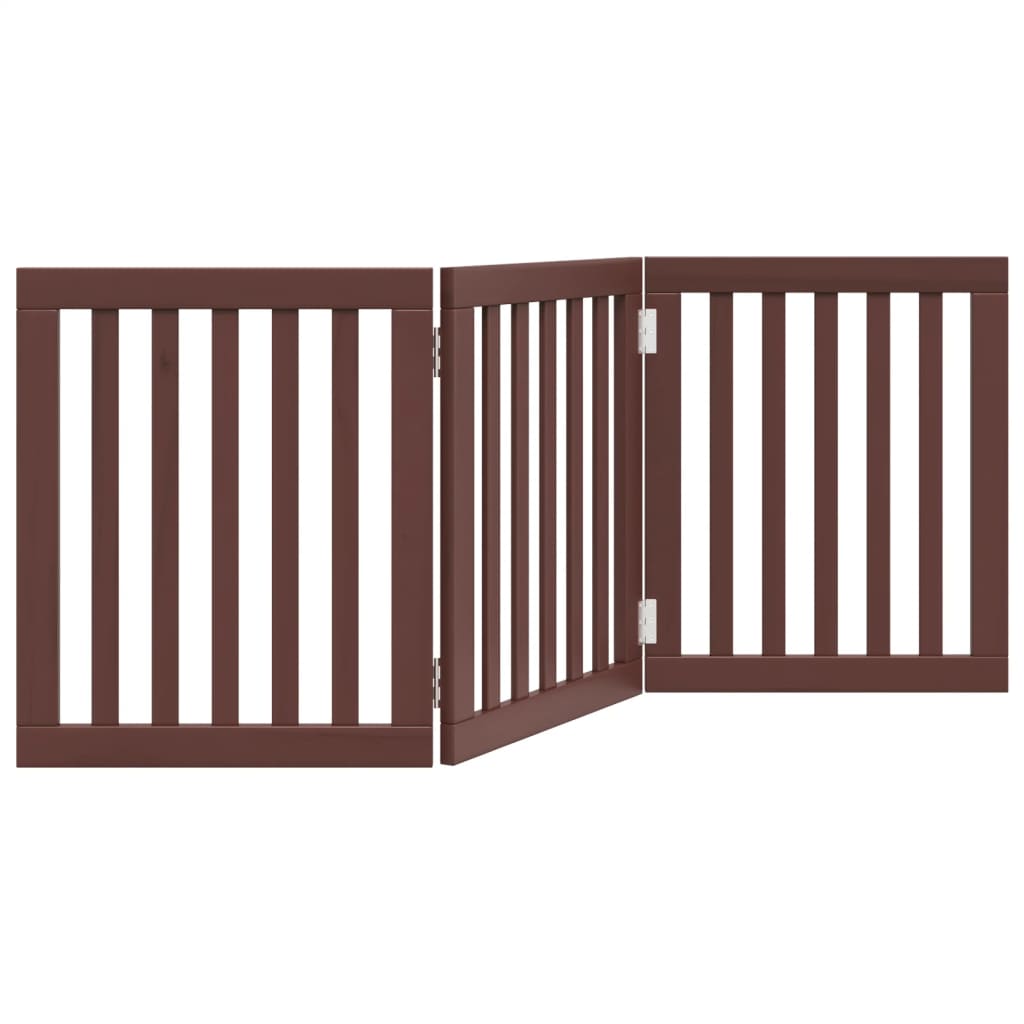 vidaXL Dog Gate Foldable 3 Panels Brown 150 cm Poplar Wood 6