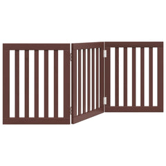 vidaXL Dog Gate Foldable 3 Panels Brown 150 cm Poplar Wood 6