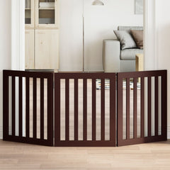 vidaXL Dog Gate Foldable 3 Panels Brown 150 cm Poplar Wood 1