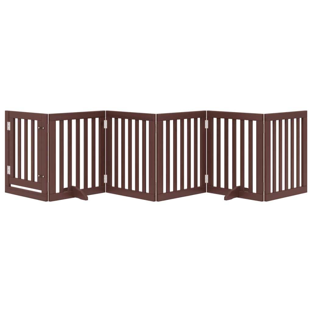 vidaXL Dog Gate with Door Foldable 6 Panels Brown 300 cm Poplar Wood 3