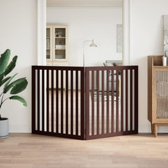 vidaXL Dog Gate Foldable 2 Panels Brown 160 cm Poplar Wood 3
