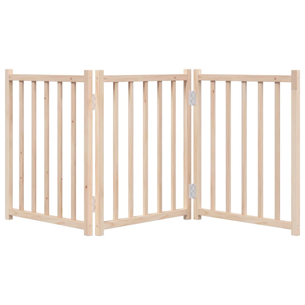 vidaXL Dog Gate Foldable 3 Panels 150 cm Solid Wood Fir 4