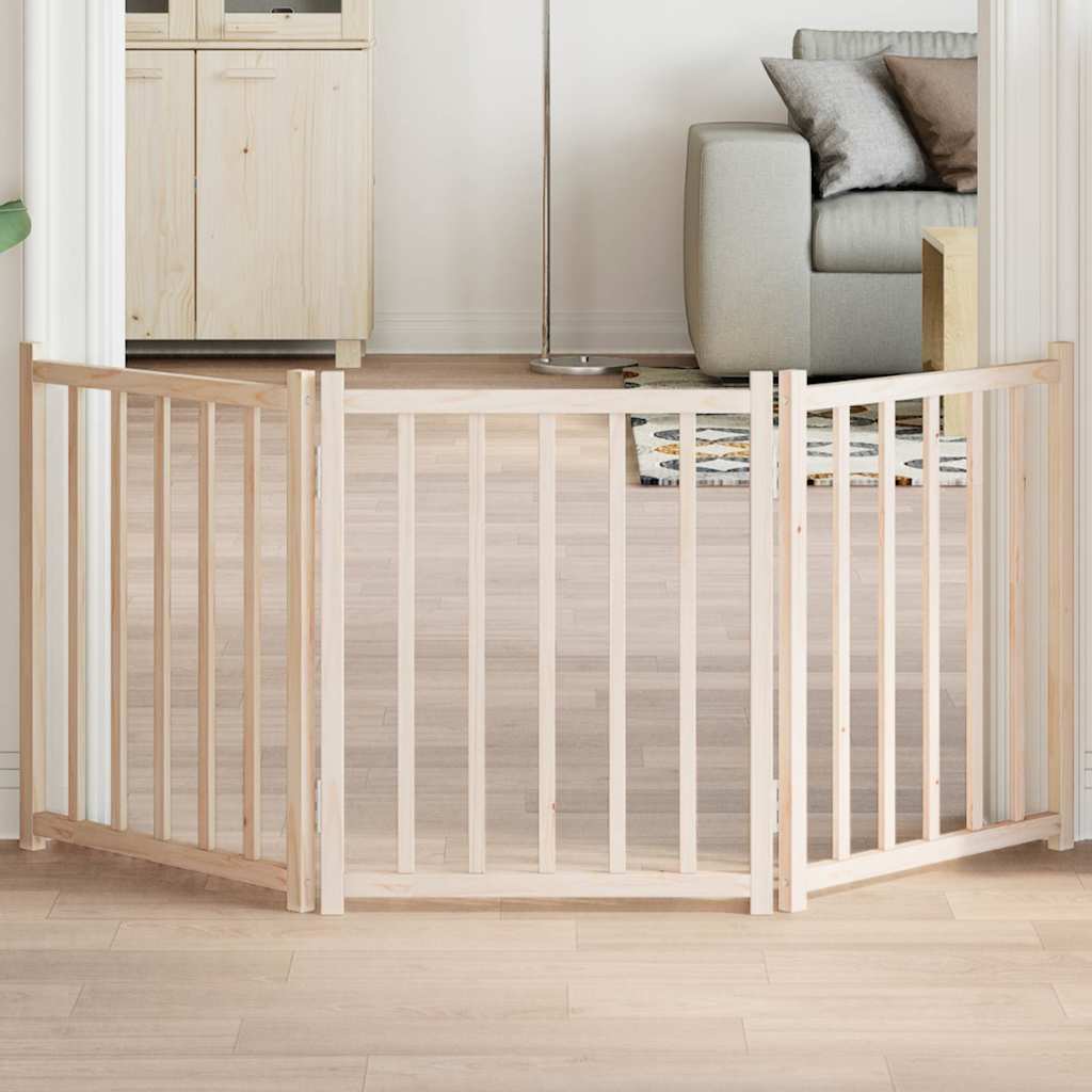 vidaXL Dog Gate Foldable 3 Panels 150 cm Solid Wood Fir 1