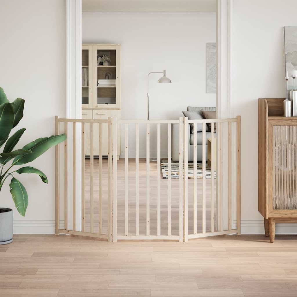 vidaXL Dog Gate Foldable 3 Panels 150 cm Solid Wood Fir 3