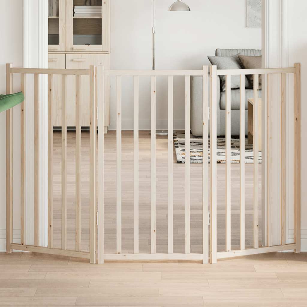 vidaXL Dog Gate Foldable 3 Panels 150 cm Solid Wood Fir 1