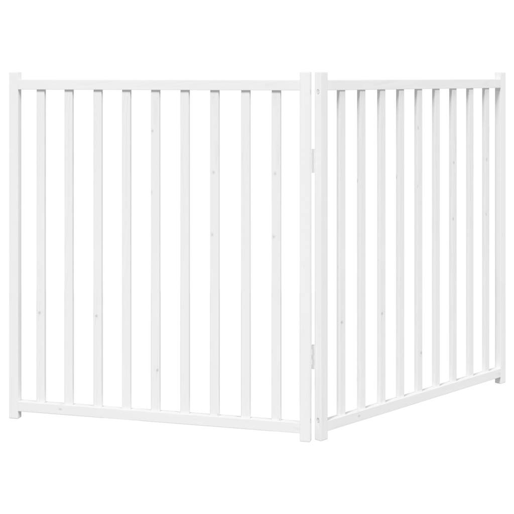 vidaXL Dog Gate Foldable 2 Panels White 160 cm Solid Wood Fir 6