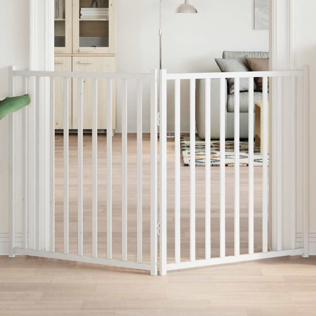 vidaXL Dog Gate Foldable 2 Panels White 160 cm Solid Wood Fir 1