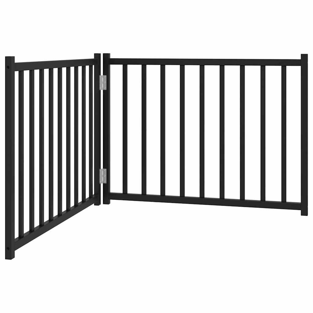 vidaXL Dog Gate Foldable 2 Panels Black 160 cm Solid Wood Fir 2