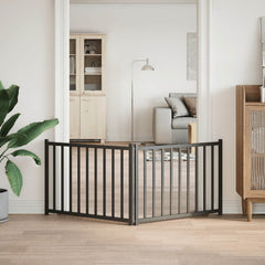 vidaXL Dog Gate Foldable 2 Panels Black 160 cm Solid Wood Fir 3
