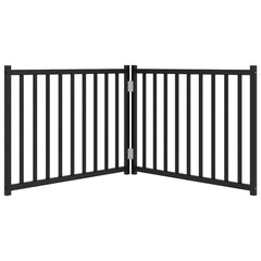 vidaXL Dog Gate Foldable 2 Panels Black 160 cm Solid Wood Fir 4
