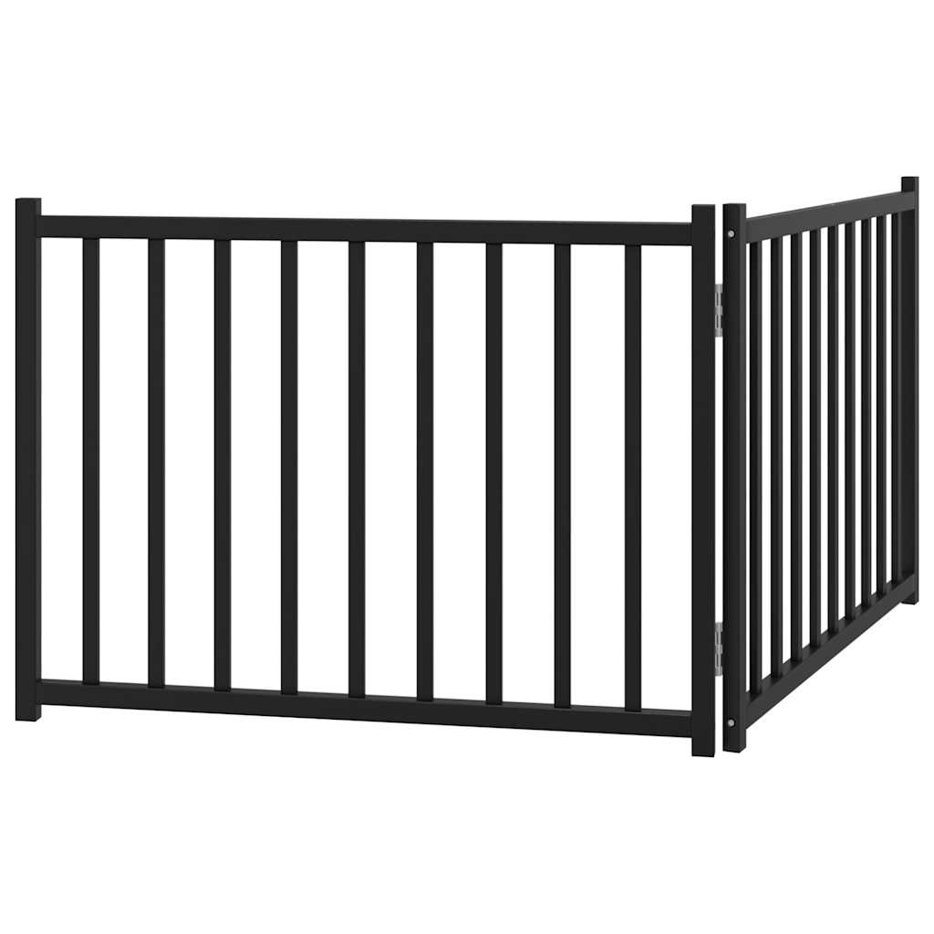 vidaXL Dog Gate Foldable 2 Panels Black 160 cm Solid Wood Fir 6