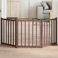 vidaXL Dog Gate Foldable 3 Panels Brown Oak 150 cm Solid Wood Fir 1
