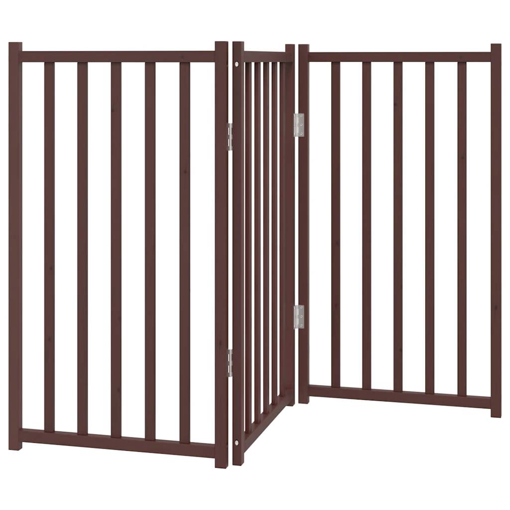 vidaXL Dog Gate Foldable 3 Panels Brown Oak 150 cm Solid Wood Fir 2