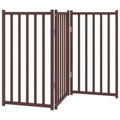vidaXL Dog Gate Foldable 3 Panels Brown Oak 150 cm Solid Wood Fir 6