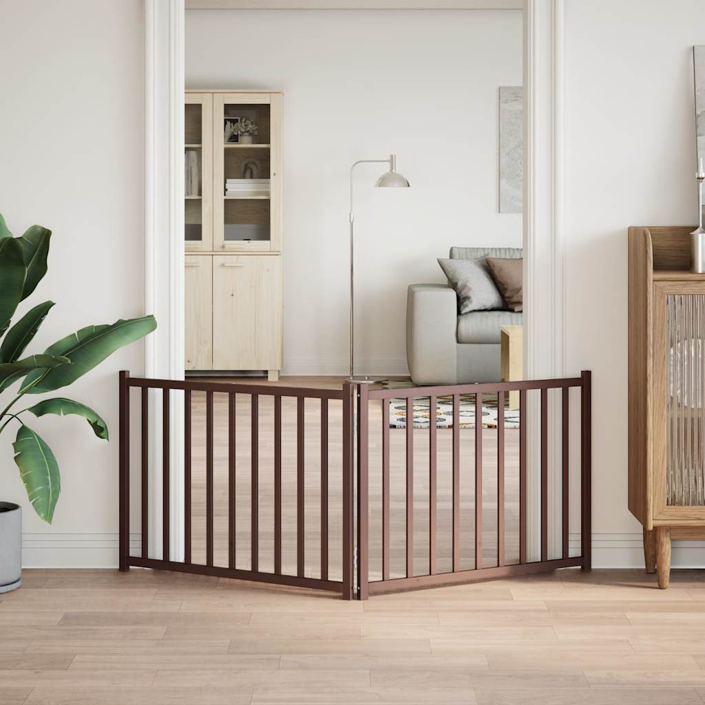 vidaXL Dog Gate Foldable 2 Panels Brown Oak 160 cm Solid Wood Fir 3