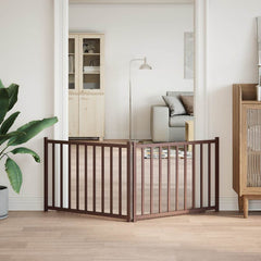 vidaXL Dog Gate Foldable 2 Panels Brown Oak 160 cm Solid Wood Fir 3