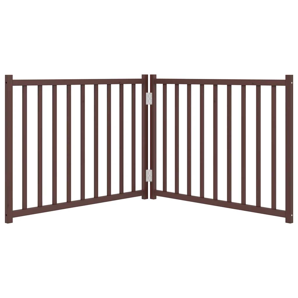 vidaXL Dog Gate Foldable 2 Panels Brown Oak 160 cm Solid Wood Fir 4