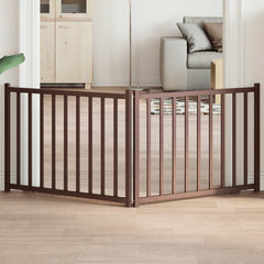 vidaXL Dog Gate Foldable 2 Panels Brown Oak 160 cm Solid Wood Fir 1