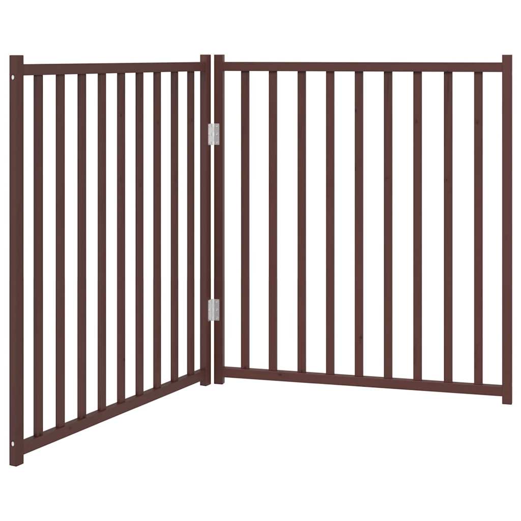 vidaXL Dog Gate Foldable 2 Panels Brown Oak 160 cm Solid Wood Fir 2
