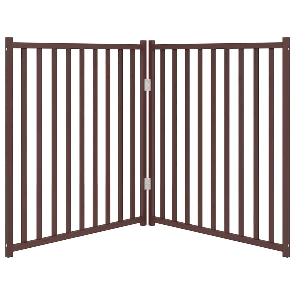 vidaXL Dog Gate Foldable 2 Panels Brown Oak 160 cm Solid Wood Fir 4